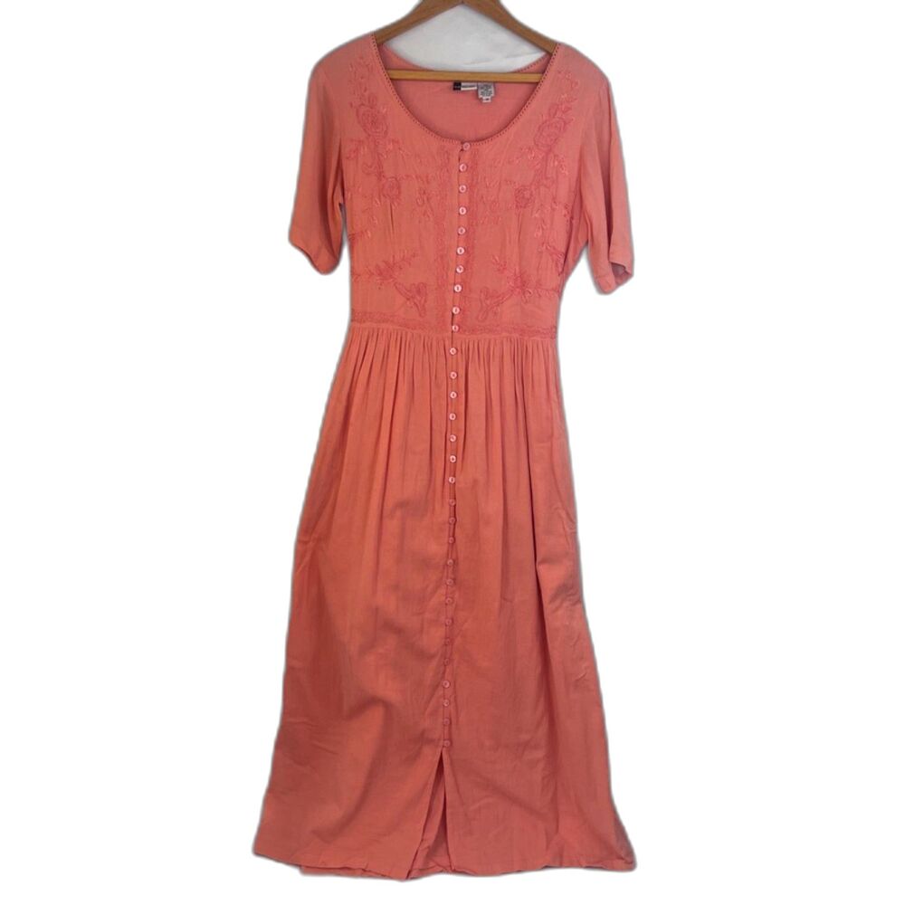 Together VTG Fairy Core Whimsical Prairie Dress Embroidered Cottage Core Size MD